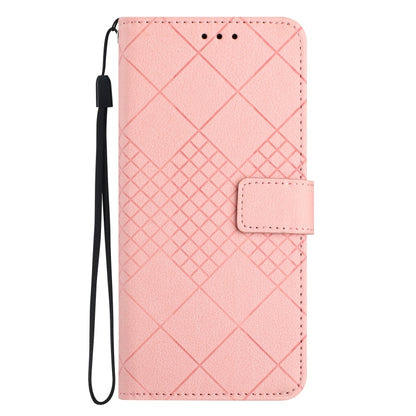 For Motorola Moto G Play 4G 2024 Rhombic Grid Texture Leather Phone Case(Pink) - Motorola Cases by buy2fix | Online Shopping UK | buy2fix