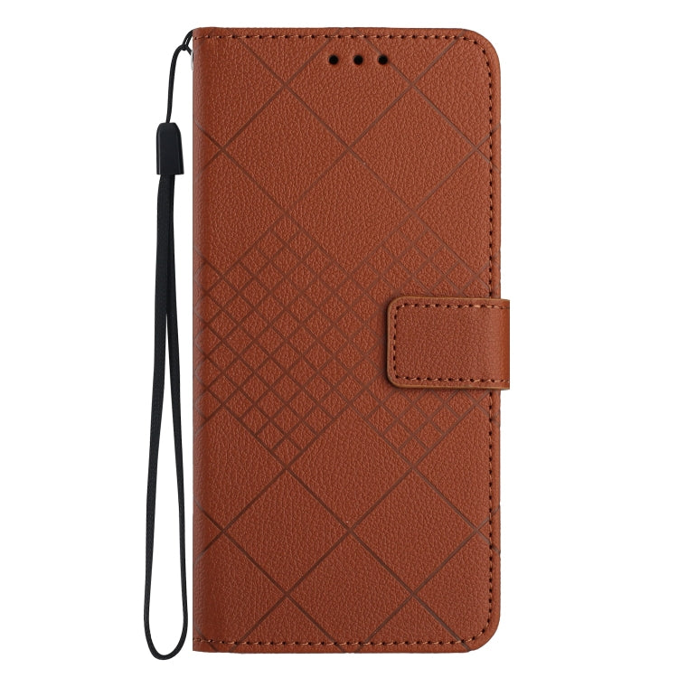 For Motorola Moto G Power 5G 2024 Rhombic Grid Texture Leather Phone Case(Brown) - Motorola Cases by buy2fix | Online Shopping UK | buy2fix