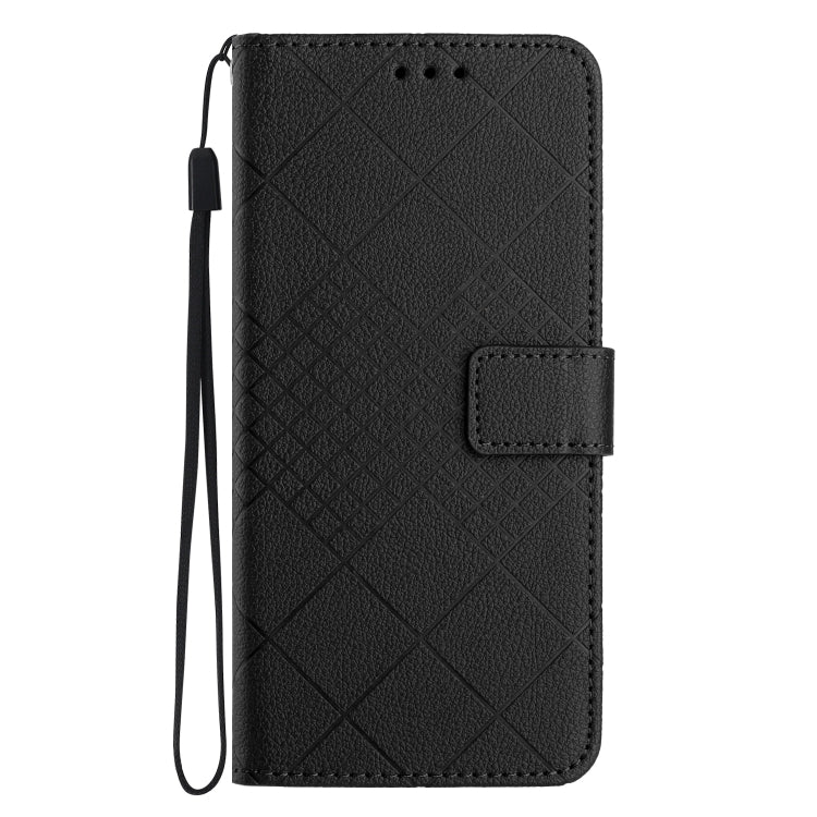 For Motorola Moto G Power 5G 2024 Rhombic Grid Texture Leather Phone Case(Black) - Motorola Cases by buy2fix | Online Shopping UK | buy2fix