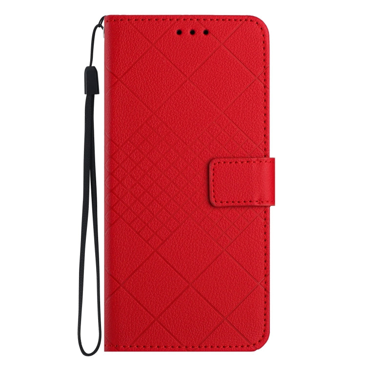 For Samsung Galaxy S20 FE 4G / 5G / 2022 Rhombic Grid Texture Leather Phone Case(Red) - Galaxy S20 FE Cases by buy2fix | Online Shopping UK | buy2fix