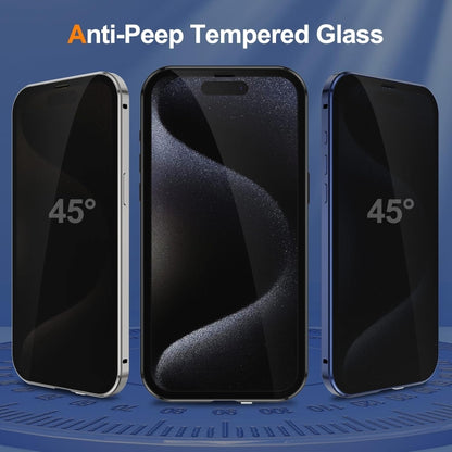 For iPhone 15 Pro Anti-peeping Magnetic Double-sided Tempered Glass Phone Case(Gold) - iPhone 15 Pro Cases by buy2fix | Online Shopping UK | buy2fix