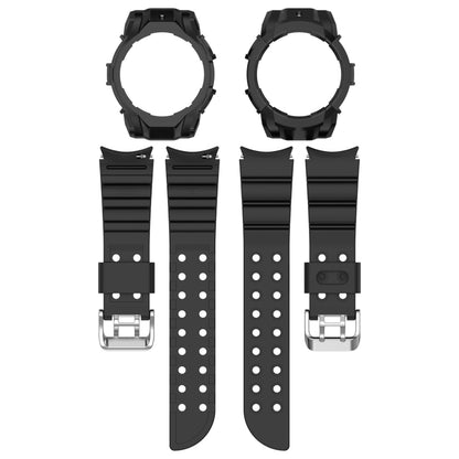 For Samsung Galaxy Watch 6 40mm Armor Silicone Watch Band + Watch Case Set(Black) - Watch Bands by buy2fix | Online Shopping UK | buy2fix