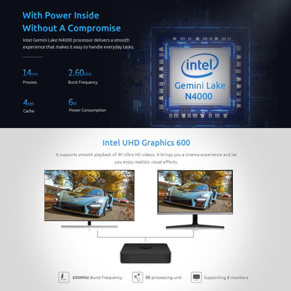 BMAX B1 Pro Windows 10 Mini PC, 8GB+128GB, Intel Celeron N4000, Support HDMI / VGA / RJ45(EU Plug) - Windows Mini PCs by BMAX | Online Shopping UK | buy2fix