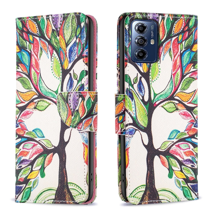 For Motorola Moto G Play 2024 Colored Drawing Pattern Leather Phone Case(Tree Life) - Motorola Cases by buy2fix | Online Shopping UK | buy2fix