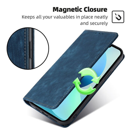 For Motorola Moto G Play 4G 2024 RFID Anti-theft Brush Magnetic Leather Phone Case(Blue) - Motorola Cases by buy2fix | Online Shopping UK | buy2fix