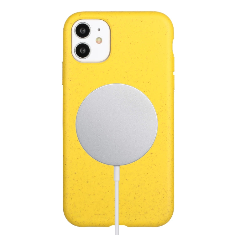 For iPhone 12 Wheat MagSafe Magnetic Straw Material + TPU Phone Case(Yellow) - iPhone 12 / 12 Pro Cases by buy2fix | Online Shopping UK | buy2fix