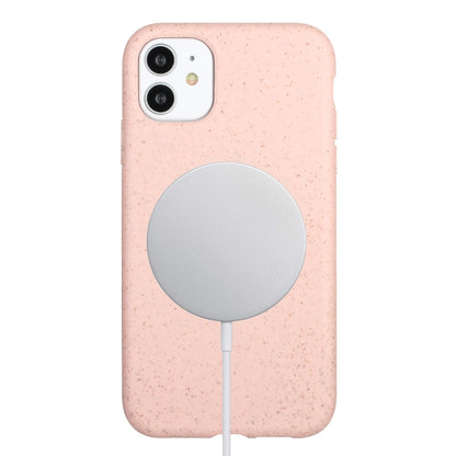 For iPhone 11 Wheat MagSafe Magnetic Straw Material + TPU Phone Case(Pink) - iPhone 11 Cases by buy2fix | Online Shopping UK | buy2fix