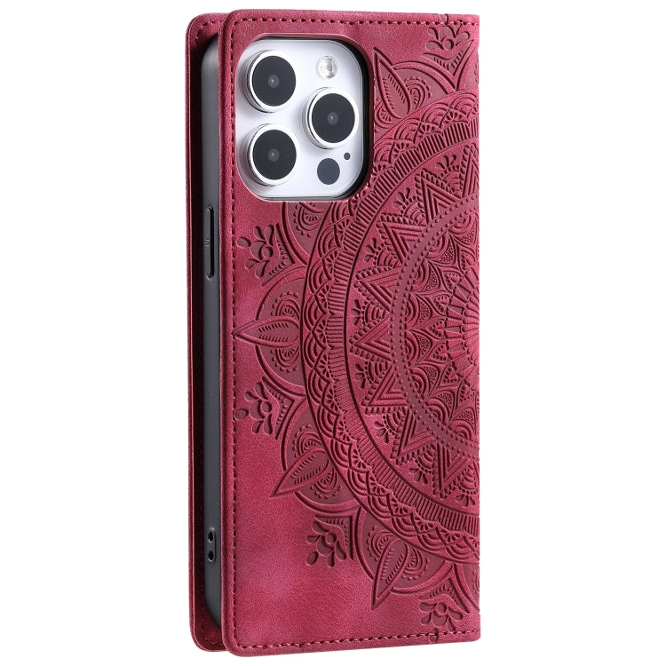 For iPhone 16 Pro Max Totem Embossed Magnetic Leather Phone Case(Red) - iPhone 16 Pro Max Cases by buy2fix | Online Shopping UK | buy2fix