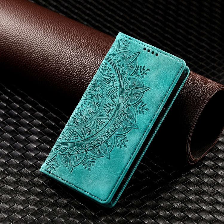 For iPhone 16 Plus Totem Embossed Magnetic Leather Phone Case(Green) - iPhone 16 Plus Cases by buy2fix | Online Shopping UK | buy2fix