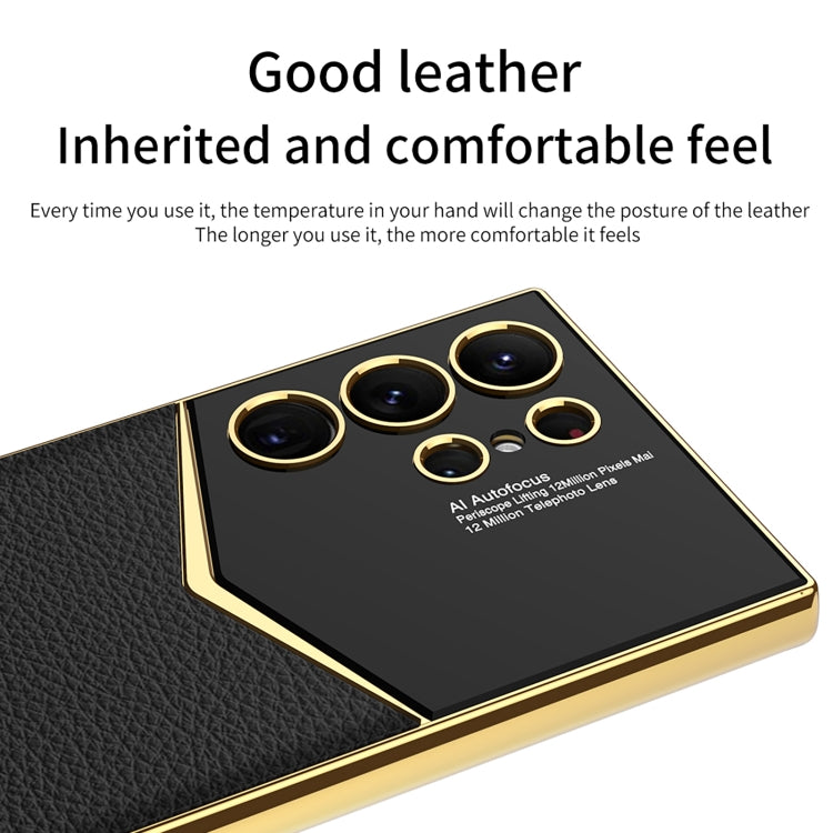 For Samsung Galaxy S24 Ultra 5G GKK Plating Soft TPU + Leather Full Coverage Phone Case without Pen(Carbon Fibre) - Galaxy S24 Ultra 5G Cases by GKK | Online Shopping UK | buy2fix