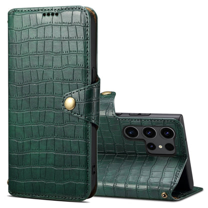 For Samsung Galaxy S23 Ultra 5G Denior Crocodile Texture Oil Edge Leather Phone Case(Green) - Galaxy S23 Ultra 5G Cases by Denior | Online Shopping UK | buy2fix