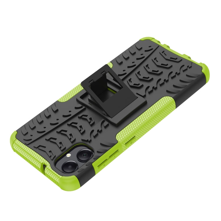 For Samsung Galaxy A05 4G Tire Texture TPU + PC Phone Case with Holder(Green) - Galaxy Phone Cases by buy2fix | Online Shopping UK | buy2fix