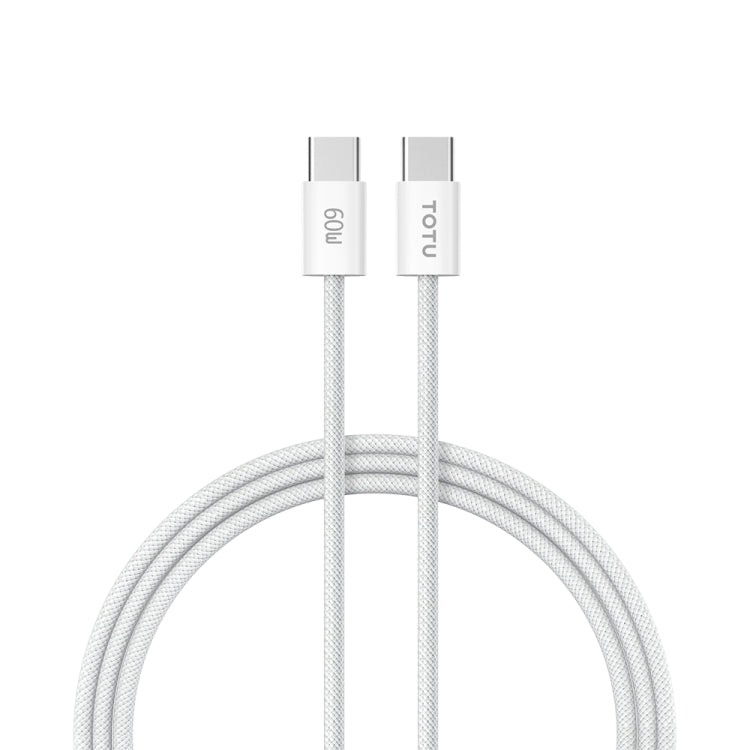 TOTU CB-10-CC 60W USB-C / Type-C to Type-C Silicone Braided Data Cable, Length:2m(White) - USB-C & Type-C Cable by TOTUDESIGN | Online Shopping UK | buy2fix