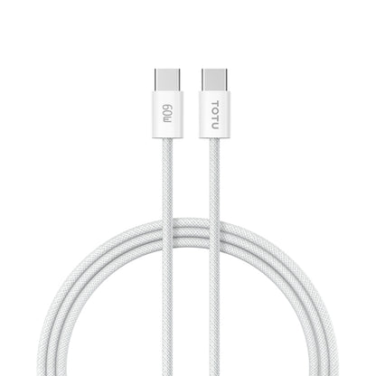 TOTU CB-10-CC 60W USB-C / Type-C to Type-C Silicone Braided Data Cable, Length:2m(White) - USB-C & Type-C Cable by TOTUDESIGN | Online Shopping UK | buy2fix