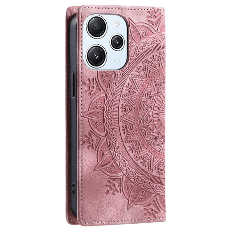 For Xiaomi Redmi 12 4G/5G / Note 12R Totem Embossed Magnetic Leather Phone Case(Rose Gold) - Xiaomi Cases by buy2fix | Online Shopping UK | buy2fix