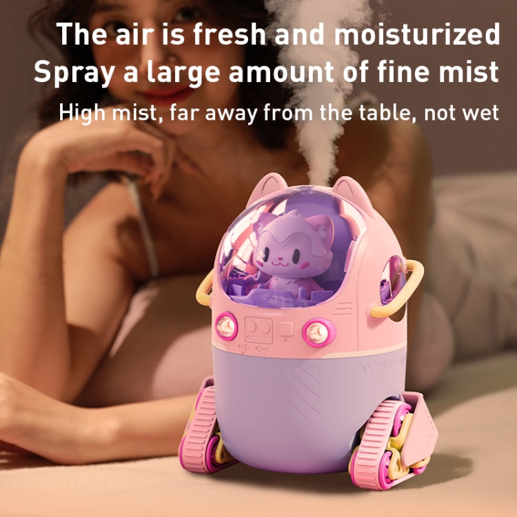 MJ066 220ML Portable Desktop Cute Cartoon Tank Car Air Humidifier with LED Lights, Model:USB(Pink) - Air Purifiers & Accessories by buy2fix | Online Shopping UK | buy2fix