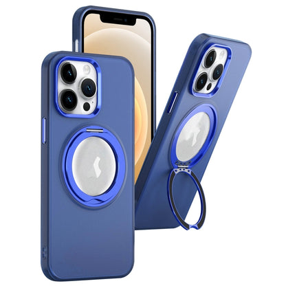 For iPhone 12 / 12 Pro MagSafe 360 Rotate Ring Holder PC Phone Case(Dark Blue) - iPhone 12 / 12 Pro Cases by buy2fix | Online Shopping UK | buy2fix