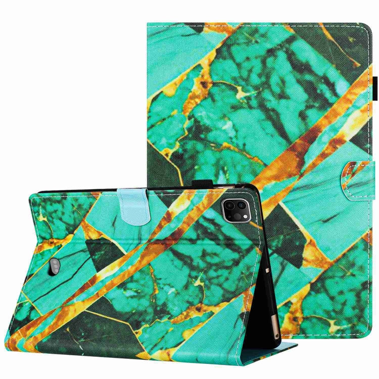 For iPad 11 Pro 2024 / 2020 / Air 4 10.9 Marble Pattern Stitching Smart Leather Tablet Case(Gold Green) - iPad Air (2022) / (2020) 10.9 Cases by buy2fix | Online Shopping UK | buy2fix