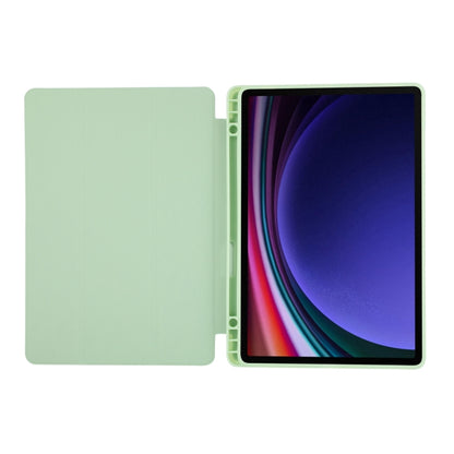 For Samsung Galaxy Tab S9 FE 3-Fold Pure Color TPU Leather Tablet Case with Pen Slot(Green) - Galaxy Tab S9 FE by buy2fix | Online Shopping UK | buy2fix