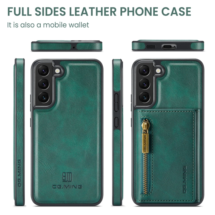 For Samsung Galaxy S22 DG.MING M5 Series Zip RFID Multi Card Detachable Leather Phone Case(Green) - Galaxy S22 5G Cases by DG.MING | Online Shopping UK | buy2fix