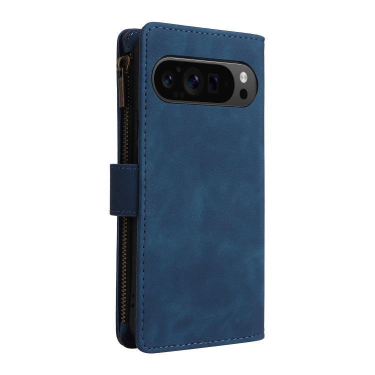 For Google Pixel 9 Pro Multifunctional Multi-Card Wallet Phone Leather Case(Blue) - Google Cases by buy2fix | Online Shopping UK | buy2fix