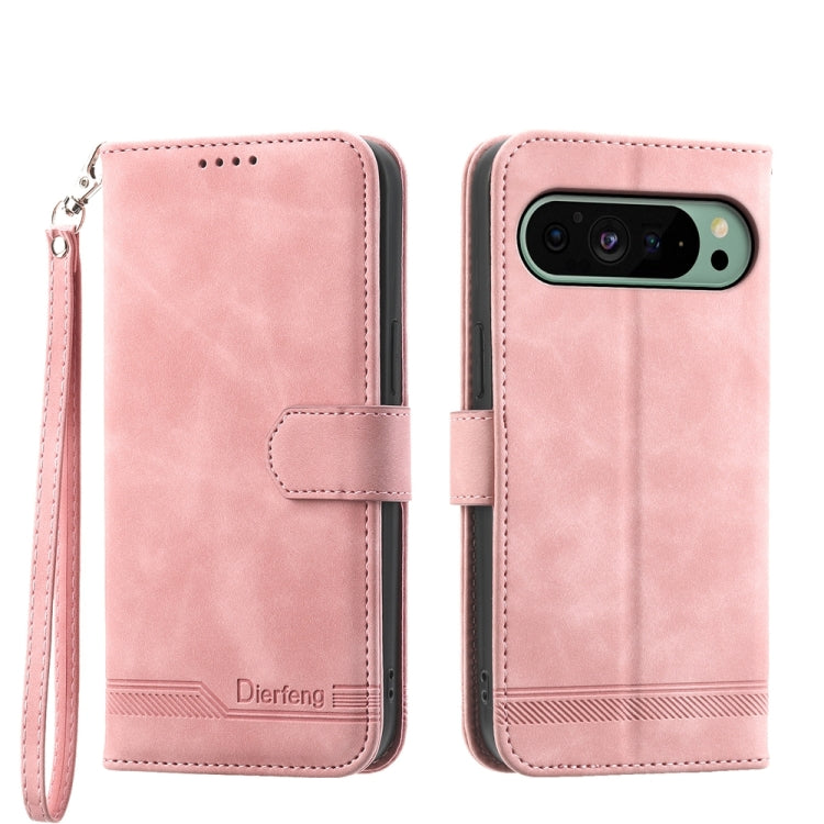 For Google Pixel 9 Dierfeng Dream Line TPU + PU Leather Phone Case(Pink) - Google Cases by buy2fix | Online Shopping UK | buy2fix