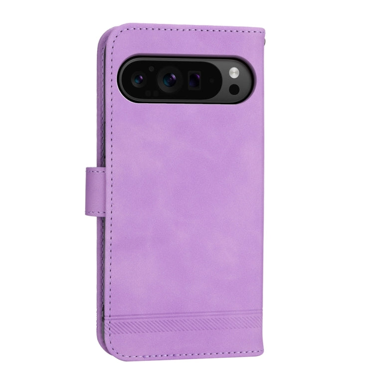 For Google Pixel 9 Pro Dierfeng Dream Line TPU + PU Leather Phone Case(Purple) - Google Cases by buy2fix | Online Shopping UK | buy2fix