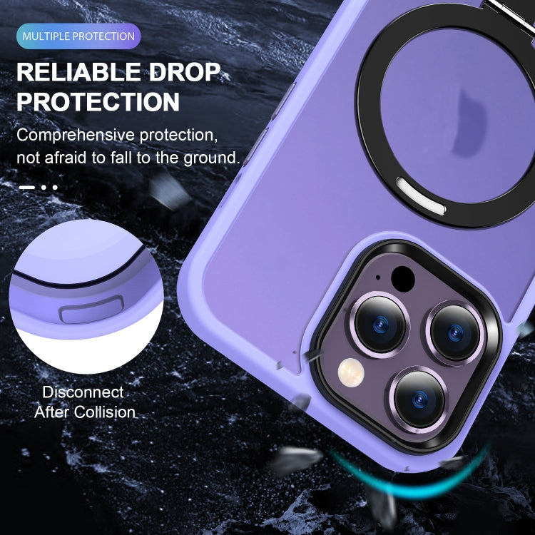 For iPhone 15 Pro Max Skin-feel MagSafe Holder PC Hybrid TPU Phone Case(Purple) - iPhone 15 Pro Max Cases by buy2fix | Online Shopping UK | buy2fix