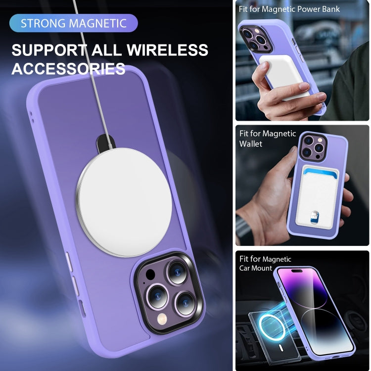 For iPhone 14 Pro Max MagSafe Holder Skin-feel PC Hybrid TPU Phone Case(Purple) - iPhone 14 Pro Max Cases by buy2fix | Online Shopping UK | buy2fix