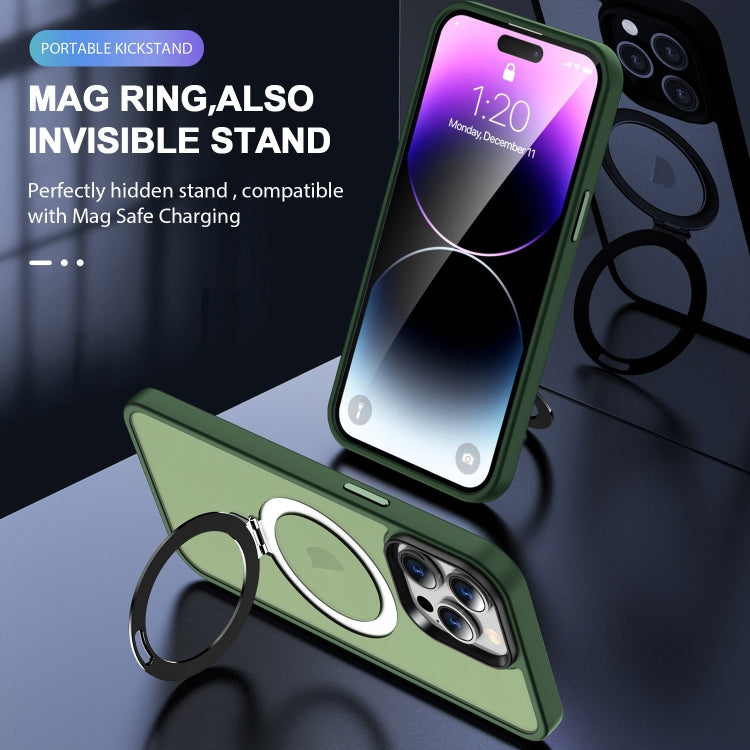 For iPhone 12 Pro Max MagSafe Holder Skin-feel PC Hybrid TPU Phone Case(Green) - iPhone 12 Pro Max Cases by buy2fix | Online Shopping UK | buy2fix