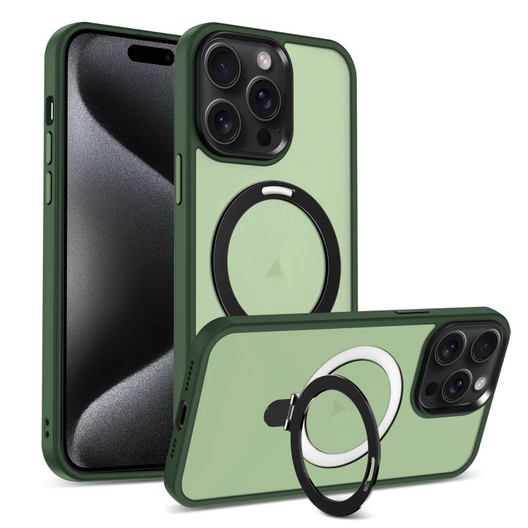 For iPhone 16 Pro Max Skin-feel MagSafe Holder PC Hybrid TPU Phone Case(Green) - iPhone 16 Pro Max Cases by buy2fix | Online Shopping UK | buy2fix