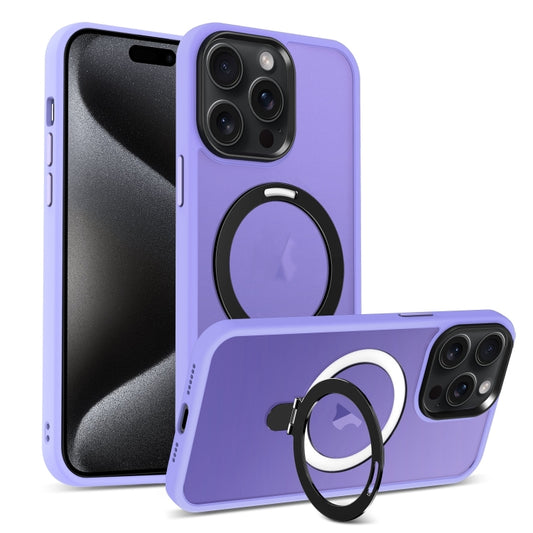 For iPhone 16 Pro Max Skin-feel MagSafe Holder PC Hybrid TPU Phone Case(Purple) - iPhone 16 Pro Max Cases by buy2fix | Online Shopping UK | buy2fix