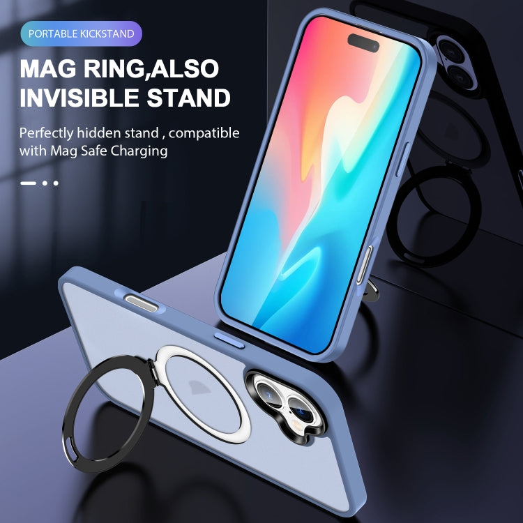 For iPhone 16 Plus Skin-feel MagSafe Holder PC Hybrid TPU Phone Case(Blue) - iPhone 16 Plus Cases by buy2fix | Online Shopping UK | buy2fix