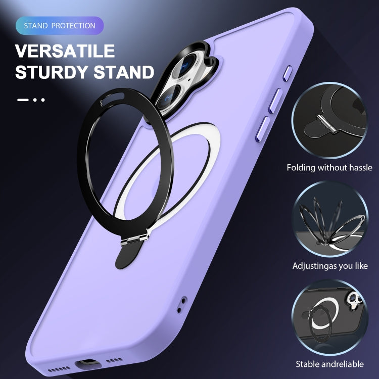 For iPhone 16 Plus Skin-feel MagSafe Holder PC Hybrid TPU Phone Case(Purple) - iPhone 16 Plus Cases by buy2fix | Online Shopping UK | buy2fix