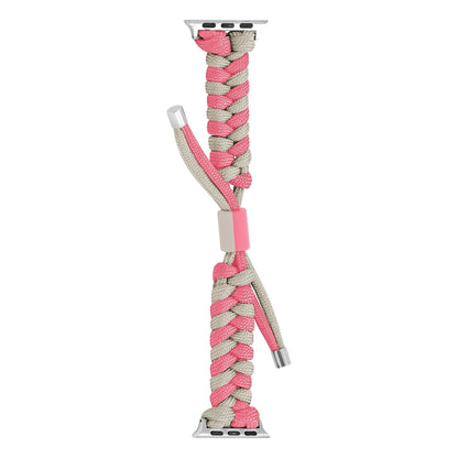 For Apple Watch Ultra 49mm Paracord Fishtail Braided Silicone Bead Watch Band(Pink Grey) - Watch Bands by buy2fix | Online Shopping UK | buy2fix