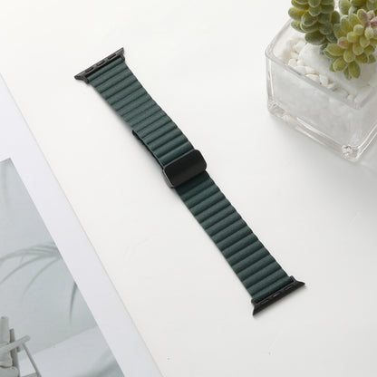 For Apple Watch Series 9 45mm Water Ripple Magnetic Folding Buckle Watch Band, Style: Bold Version(Dark Green) - Watch Bands by buy2fix | Online Shopping UK | buy2fix