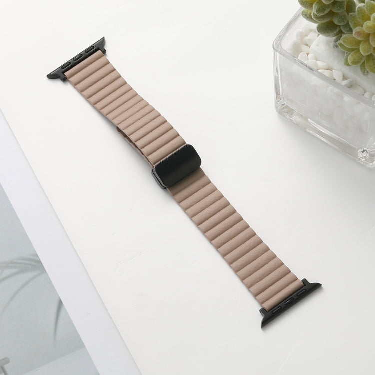 For Apple Watch Series 7 45mm Water Ripple Magnetic Folding Buckle Watch Band, Style: Bold Version(Khaki) - Watch Bands by buy2fix | Online Shopping UK | buy2fix