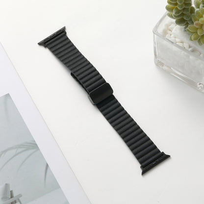 For Apple Watch Series 5 40mm Water Ripple Magnetic Folding Buckle Watch Band, Style: Bold Version(Black) - Watch Bands by buy2fix | Online Shopping UK | buy2fix