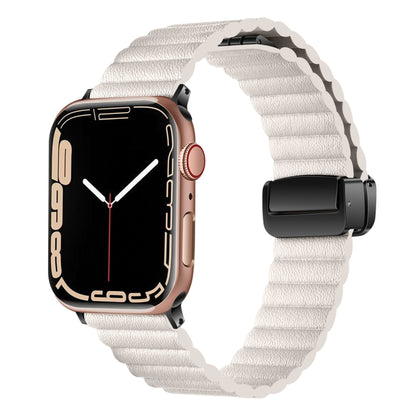 For Apple Watch Series 4 44mm Water Ripple Magnetic Folding Buckle Watch Band, Style: Bold Version(Starlight Color) - Watch Bands by buy2fix | Online Shopping UK | buy2fix