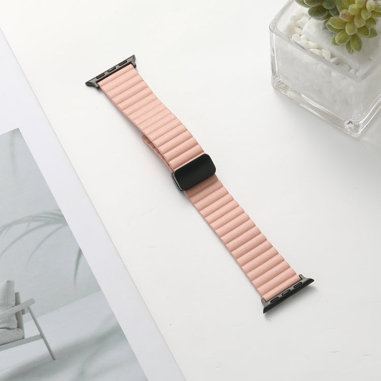 For Apple Watch Series 2 38mm Water Ripple Magnetic Folding Buckle Watch Band, Style: Bold Version(Pink) - Watch Bands by buy2fix | Online Shopping UK | buy2fix