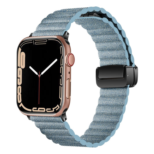 For Apple Watch 42mm Water Ripple Magnetic Folding Buckle Watch Band, Style: Bold Version(Denim Blue) - Watch Bands by buy2fix | Online Shopping UK | buy2fix