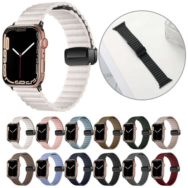 For Apple Watch SE 2023 40mm Water Ripple Magnetic Folding Buckle Watch Band, Style: Bold Version(Grey) - Watch Bands by buy2fix | Online Shopping UK | buy2fix