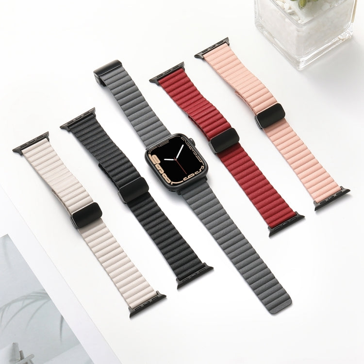 For Apple Watch Series 5 44mm Water Ripple Magnetic Folding Buckle Watch Band, Style: Bold Version(Brown) - Watch Bands by buy2fix | Online Shopping UK | buy2fix