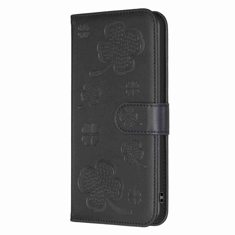 For Xiaomi Redmi Note 12 4G Global Four-leaf Embossed Leather Phone Case(Black) - Xiaomi Cases by buy2fix | Online Shopping UK | buy2fix