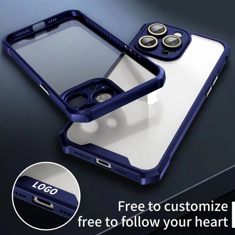 For iPhone 16 Shockproof Acrylic Phone Case with Lens Glass Film(Blue) - iPhone 16 Cases by buy2fix | Online Shopping UK | buy2fix