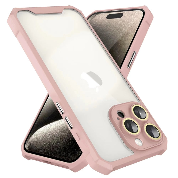 For iPhone 16 Shockproof Acrylic Phone Case with Lens Glass Film(Pink) - iPhone 16 Cases by buy2fix | Online Shopping UK | buy2fix