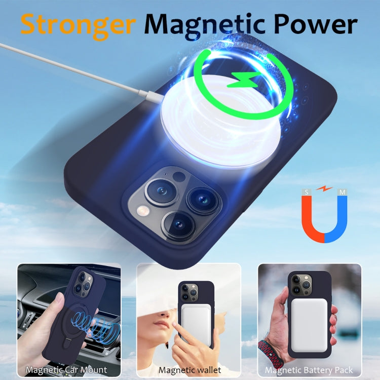 For iPhone 12 Pro Max MagSafe Magnetic Liquid Silicone Phone Case with Ring Holder(Midnight Blue) - iPhone 12 Pro Max Cases by buy2fix | Online Shopping UK | buy2fix