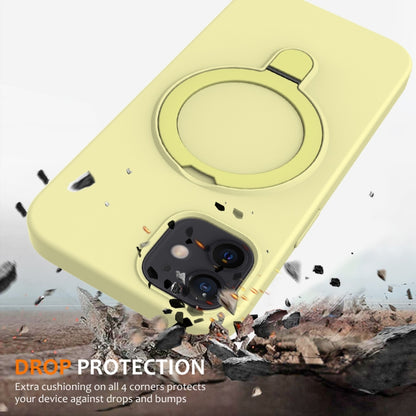 For iPhone 12 MagSafe Magnetic Liquid Silicone Phone Case with Ring Holder(Yellow) - iPhone 12 / 12 Pro Cases by buy2fix | Online Shopping UK | buy2fix