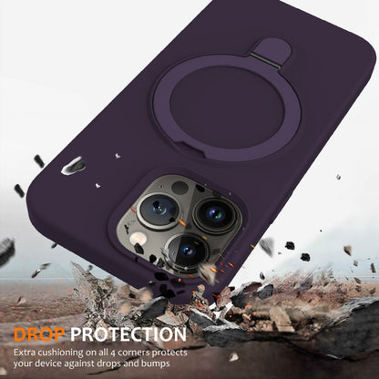 For iPhone 14 Pro MagSafe Magnetic Liquid Silicone Phone Case with Ring Holder(Purple) - iPhone 14 Pro Cases by buy2fix | Online Shopping UK | buy2fix