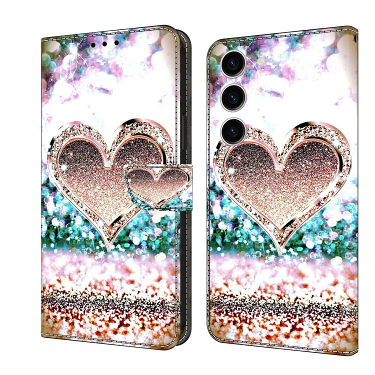For Samsung Galaxy S24 5G Crystal 3D Shockproof Protective Leather Phone Case(Pink Diamond Heart) - Galaxy S24 5G Cases by buy2fix | Online Shopping UK | buy2fix